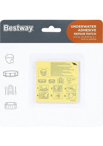 Su Geçirmez, Kendinden Yapışkanlı Onarım Yamaları, 6,5 x 6,5 Cm, 10 Adet