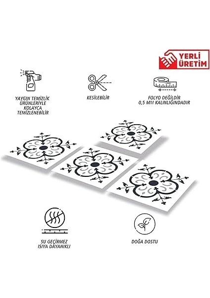 Kendinden Yapışkanlı Fayans Kaplama, Fayans Çıkartması, Duvar Zemin Kaplama Solo Fas Desenli Pvc Karo 30X30 cm (11 Adet / 1 M²) fiyatları