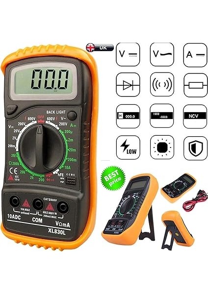 LCD Dijital Multimetre Voltmetre Ac Dc Voltage Otomatik Ranging Multi Metre Test Cihazı Circuit Checker Buzzer (Sarı) fiyatları