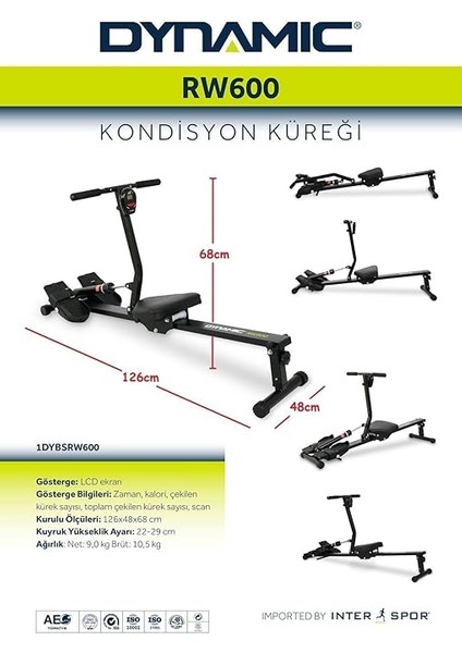 RW600 Amortisörlü Kondisyon Küreği 12 Kademe Direnç Ayarlı fiyatları