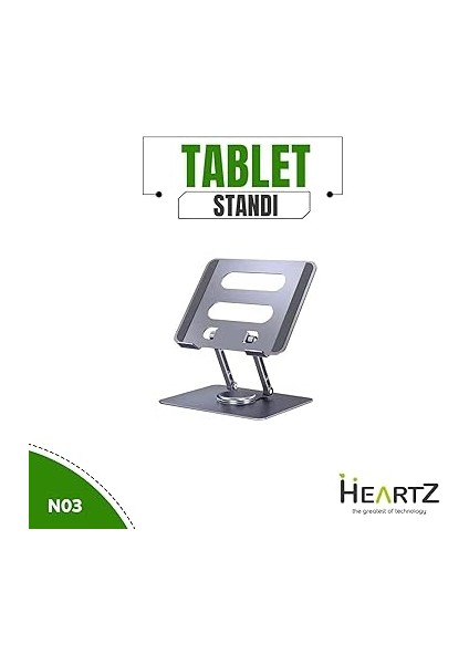 360 Derece Sonsuz Pozisyonda Dönebilen Katlanabilir Metal Alaşımlı Yükseklik ve Açı Ayarlı Kaydırmaz Telefon ve Tablet Standı (Tablet Standı N03) indirimleri