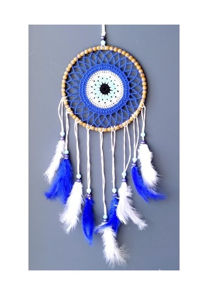 Nazar Boncuğu Desenli Kuş Tüylü El Yapımı Düş Kapanı Duvar Süsü modelleri