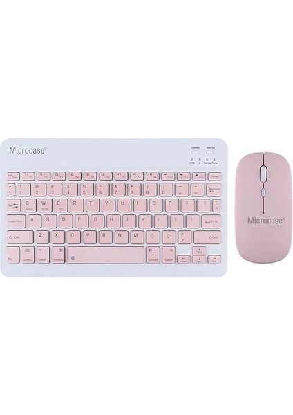 Tablet ve Telefonlar Için Türkçe Q Bluetooth Klavye ve Mouse Set - AL3476 (Pembe)