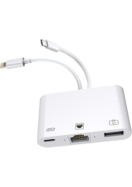 3 In1 Şarj Adaptörü Lightning Type-C Girişini Kamera Fotoğraf Makinesi Lan Ethernet Girişine Çevirici Dönüştürücü Tip-C RJ45 Girişli Iphone ile Uyumlu ZR814 fırsatları