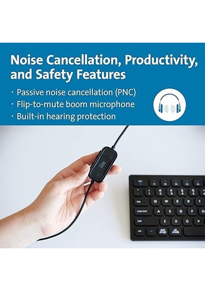 H2000 Kulak Üstü Usb-C Mikrofonlu Kulaklık, Windows ve Mac Uyumlu, Gürültü Önleme, Tak ve Çalıştır Bilgisayar Kulaklığı, Uzun 1,8 M Kablo, K83451WW indirimleri