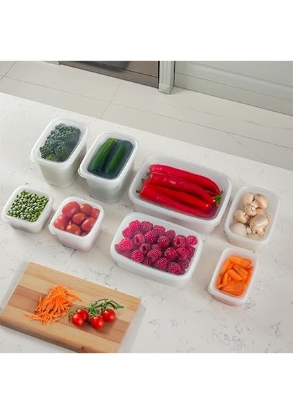1126 12'lı Etiketli No Frost -25°c Derin Dondurucu Mikrodalga Yiyecek Erzak Saklama Kabı Seti Beyaz indirimleri