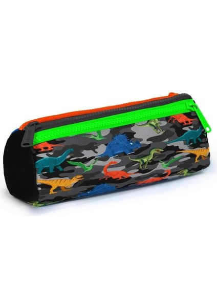 High Gri Yeşil T-Rex Üç Bölmeli Kalem Çantası -Erkek Çocuk modelleri