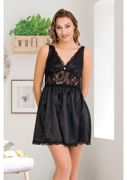 Lady Siyah Saten Gecelik Sabahlık Takım fiyatları