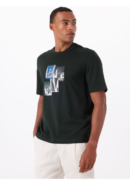 Bisiklet Yaka Baskılı Siyah Erkek T-Shirt XM000269 AF12112 UB001 T-Shırt