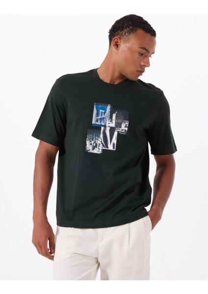 Bisiklet Yaka Baskılı Siyah Erkek T-Shirt XM000269 AF12112 UB001 T-Shırt fiyatları