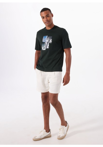 Bisiklet Yaka Baskılı Siyah Erkek T-Shirt XM000269 AF12112 UB001 T-Shırt modelleri