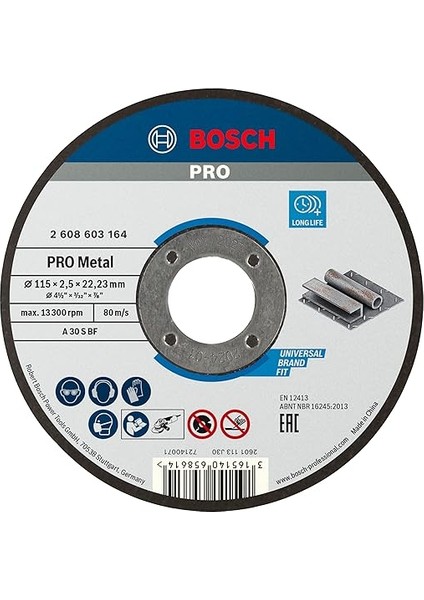 - 115 * 2, 5 mm Standard Seri Düz Metal Kesme Diski (Taş)