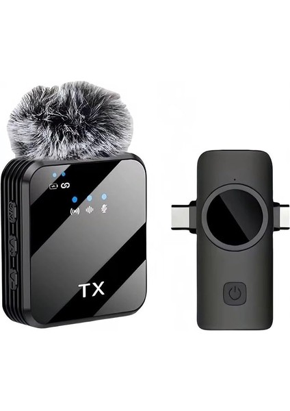 Kablosuz Yaka Mikrofonu Tekli Mikrofon iPhone 16 ile Uyumlu Type-C/lightning Portlu Telefon Pc Tablet Video Kayıt Röportaj Canlı Yayın Vlog Kablosuz Mikrofon 1028