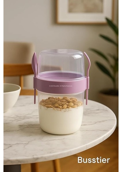 Müsli ve Granola Kapsülü, 1100 ml Sızdırmaz Yoğurt Kabı, Take And Go Kaşıklı Granola Kabı, Pratik ve Taşınabilir Tasarım (Pembe) modelleri