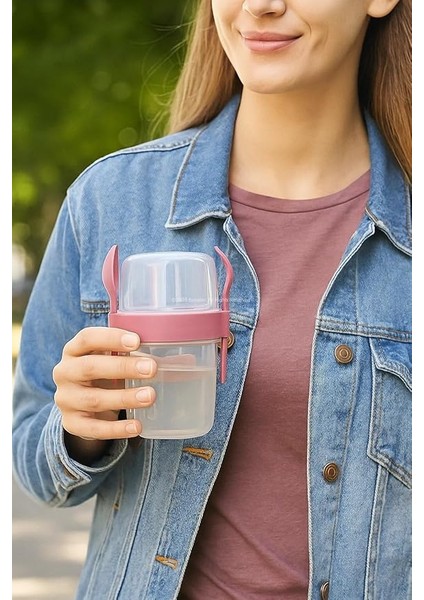 Müsli ve Granola Kapsülü, 1100 ml Sızdırmaz Yoğurt Kabı, Take And Go Kaşıklı Granola Kabı, Pratik ve Taşınabilir Tasarım (Pembe) fırsatları