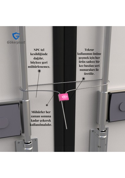 GP434 Çelik Halatlı Yüksek Güvenlik Mührü / 200 Adet fiyatları