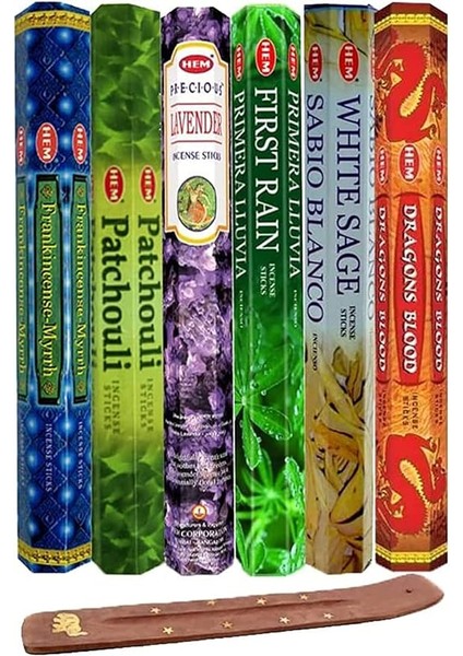 Aromalı 6'lı Tütsü Seti 6X20 (120 Çubuk), Yüksek Kaliteli Tütsü, 45 Dakika Yanma Süresi, Popüler Tütsüler modelleri