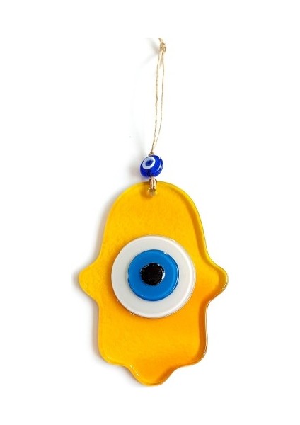 Nazar Boncuklu Bal Rengi Fatma Ana Bereket Eli Cam Duvar Süsü fiyatları