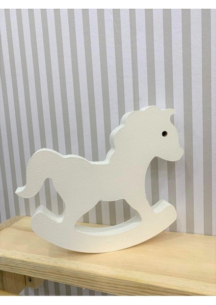 Beyaz Ahşap At Dekoratif Figür, Şık ve Zarif Oyun ve Dekorasyon Parçası