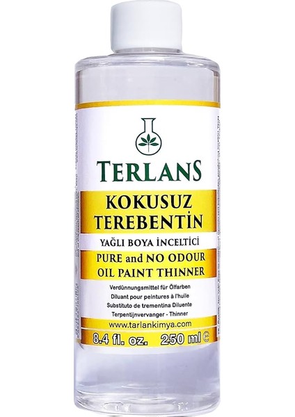 Kokusuz Terebentin 250 ml Tamamen Kokusuz Yağlı Boya Incetici