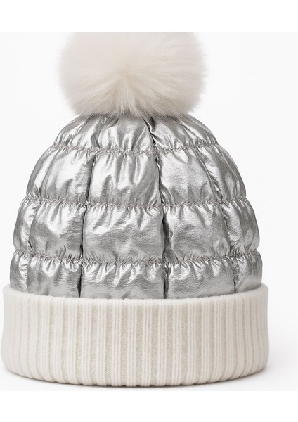 Kadın Kışlık Paraşüt Kumaş Ponponlu Polar Astarlı Bere Şapka