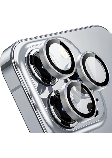 Apple iPhone 13 Pro Max Gerçek Cam Safir Lens Koruma Gümüş