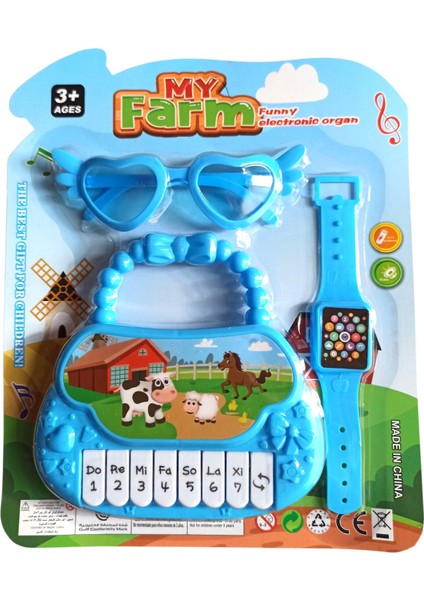 Oyuncak Mini Piyano ve Aksesuar Seti – 14 cm Sesli Çocuk Piyanosu Mavi