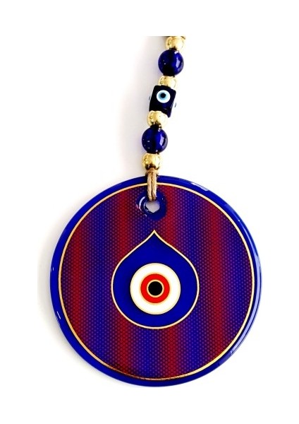 Damla Göz Modelli Yaldızlı Kırmızılı Cam Duvar Süsü Nazarlık fiyatları