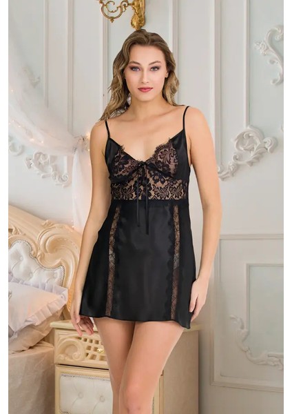 Lady Siyah Saten Gecelik Sabahlık Takım fiyatları