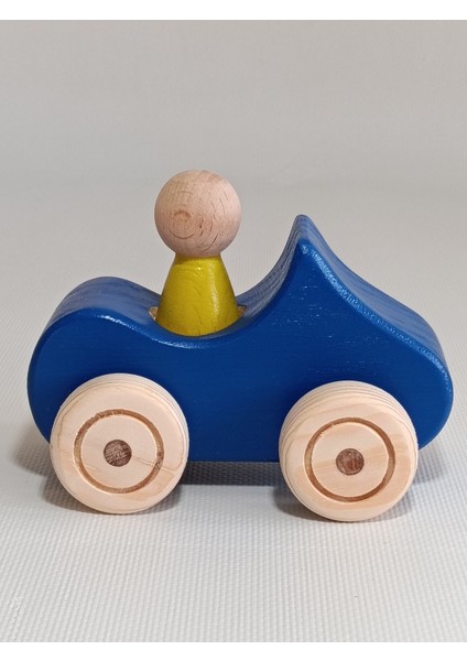 Ahşap Oyuncak Araba, Sarı Lacivert Renk Seçenekleriyle Eğlenceli ve Güvenli Kullanım