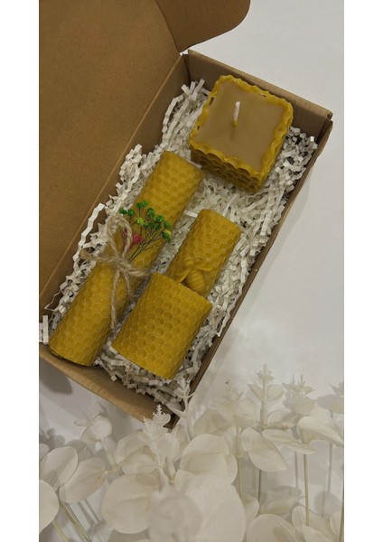 Doğal %100 Saf Bal Mumu Mum Seti – El Yapımı Petek Desenli (14 cm – 10 cm – 4 cm fiyatları