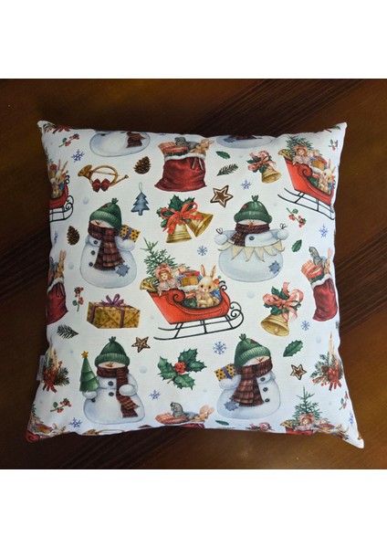 Yılbaşı Desen Kırlent Kırmızı