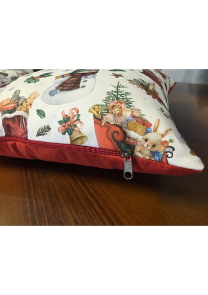 Yılbaşı Desen Kırlent Kırmızı modelleri