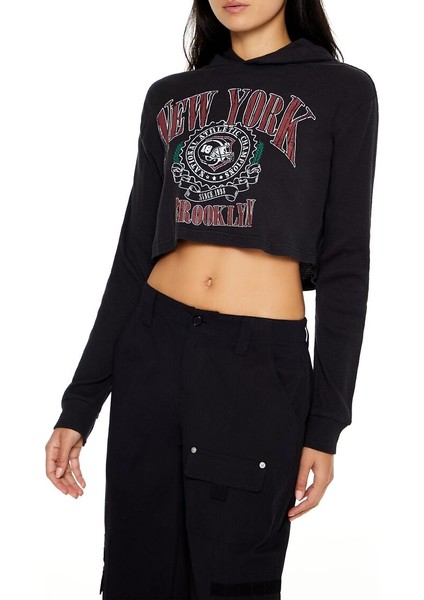 Baskılı Crop Sweatshirt