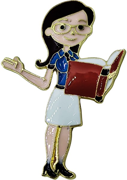 Öğretmen Karakterli Kitap Okuyan Broş – Sevimli Öğretmen Temalı Brooch fırsatları