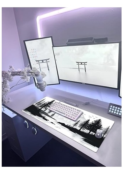 Gaming Mouse Pad 70X30 Mouse Pad Xxl Büyük Oyuncu Ofis Mause Pad Mousepad (Siyah-Beyaz, 70X30 Cm) modelleri