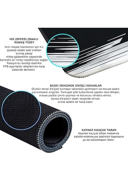 Gaming Mouse Pad 70X30 Mouse Pad Xxl Büyük Oyuncu Ofis Mause Pad Mousepad (Siyah-Beyaz, 70X30 Cm) fırsatları