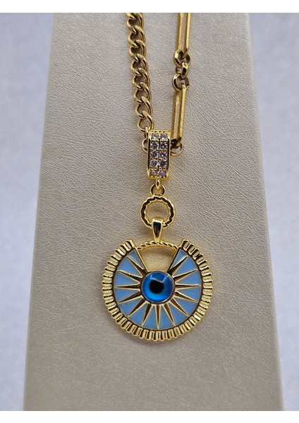 Çift Zincirli Işık Model Altın Renk Çelik Kolye