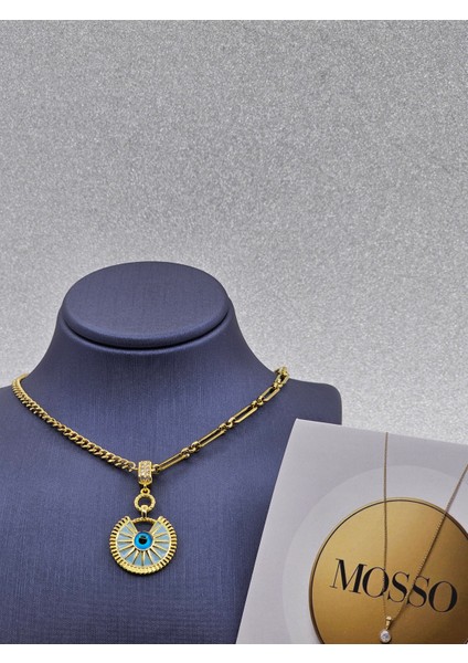 Çift Zincirli Işık Model Altın Renk Çelik Kolye modelleri