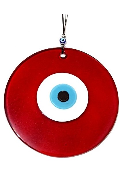 Kırmızı Renk Cam Nazar Boncuklu 16 Santimetre El Yapımı Duvar Süsü fiyatları