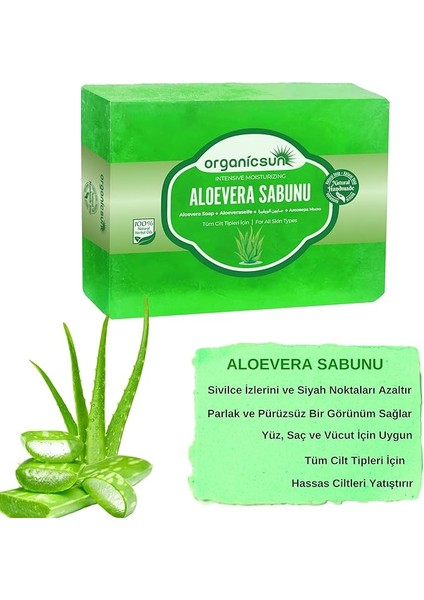 Doğal Aloe Vera Sabunu 140 gr Tüm Cilt Tipleri Için Yatıştırıcı ve Canlandırıcı Etkili