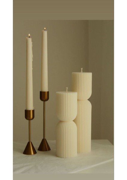 Candle El Yapımı Kokusuz Şamdanlık Mum 22*2- Çokgen Yuvarlak Dekoratif Mum -20*7-15*7