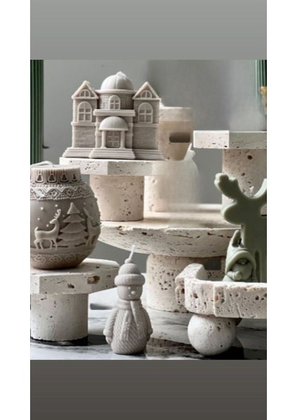 Candle Yeniyıl Geyik +Ev +Kardan Adam +Coin +Küçük Karda Adam Topalm 5 Parça