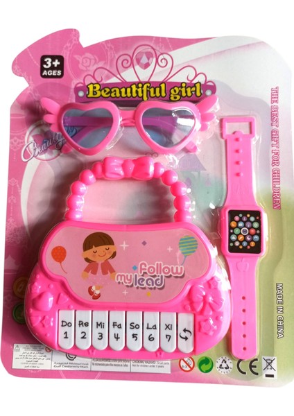 Oyuncak Mini Piyano ve Aksesuar Seti – 14 cm Sesli Çocuk Piyanosu Pembe