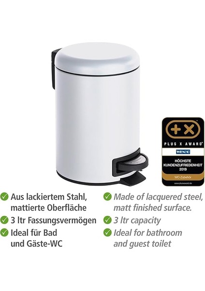 Leman Kozmetik Pedallı Kova Beyaz 3l Entegre Atık Torbası Tutuculu Beyaz modelleri