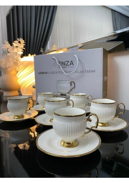 Mihrap 6 Kişilik Porselen Fincan Takımı fiyatları