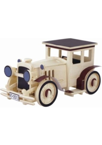 3D Ahşap Puzzle Klasik Araba 49 Parça Kendin Yap Seti, Boyanabilir ve Eğlenceli