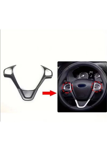 Fiesta Courier 2012-2019 Için Karbon Fiber Direksiyon Paneli Kapağı Çerçeve Çıkartması