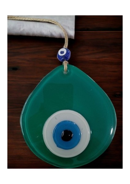 Mavi Nazar Boncuklu Yeşil Renk Nazar Boncuklu Damla Desen El Yapımı Duvar Süsü