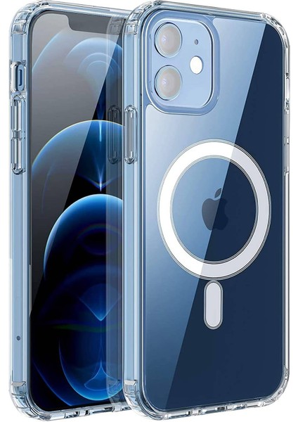 Apple iPhone 12 Mini Uyumlu Magesafe Wireless Şarj Özellikli Şeffaf Silikon Kılıf